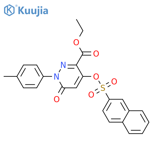 ethyl 1-(4-methylphenyl)-4-(naphthalene-2-sulfonyl)oxy-6-oxo-1,6-dihydropyridazine-3-carboxylate structure