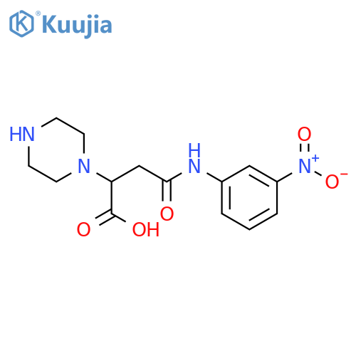 3-(3-nitrophenyl)carbamoyl-2-(piperazin-1-yl)propanoic acid structure