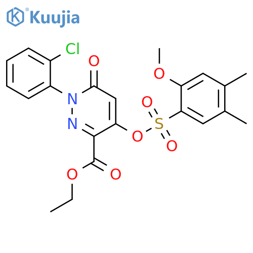 ethyl 1-(2-chlorophenyl)-4-(2-methoxy-4,5-dimethylbenzenesulfonyl)oxy-6-oxo-1,6-dihydropyridazine-3-carboxylate structure