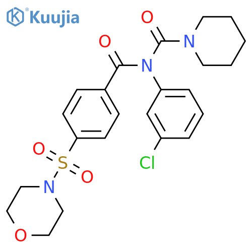 N-(3-chlorophenyl)-4-(morpholine-4-sulfonyl)-N-(piperidine-1-carbonyl)benzamide structure