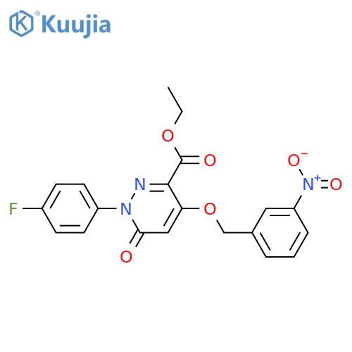 ethyl 1-(4-fluorophenyl)-4-(3-nitrophenyl)methoxy-6-oxo-1,6-dihydropyridazine-3-carboxylate structure