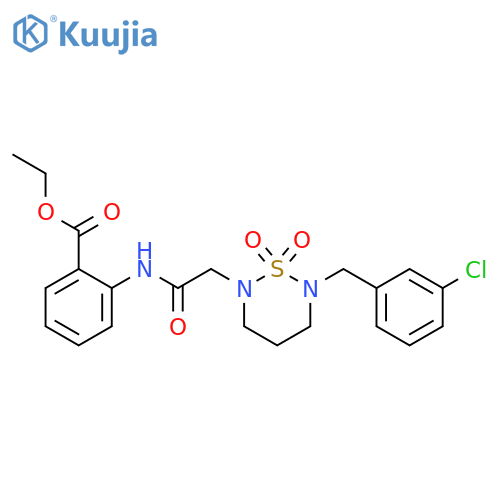 ethyl 2-(2-{6-(3-chlorophenyl)methyl-1,1-dioxo-1lambda6,2,6-thiadiazinan-2-yl}acetamido)benzoate structure