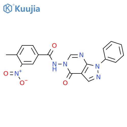 4-methyl-3-nitro-N-{4-oxo-1-phenyl-1H,4H,5H-pyrazolo3,4-dpyrimidin-5-yl}benzamide structure