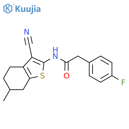 N-(3-cyano-6-methyl-4,5,6,7-tetrahydro-1-benzothiophen-2-yl)-2-(4-fluorophenyl)acetamide structure