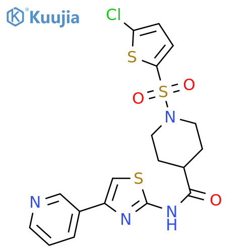 1-(5-chlorothiophen-2-yl)sulfonyl-N-4-(pyridin-3-yl)-1,3-thiazol-2-ylpiperidine-4-carboxamide structure