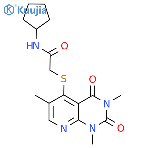 N-cyclopentyl-2-({1,3,6-trimethyl-2,4-dioxo-1H,2H,3H,4H-pyrido2,3-dpyrimidin-5-yl}sulfanyl)acetamide structure