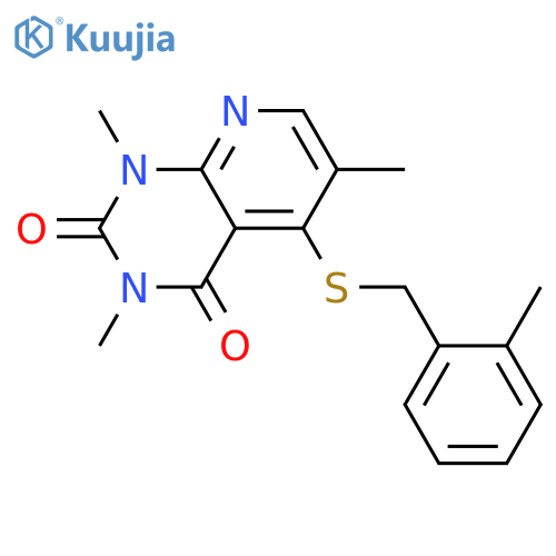 1,3,6-trimethyl-5-{(2-methylphenyl)methylsulfanyl}-1H,2H,3H,4H-pyrido2,3-dpyrimidine-2,4-dione structure