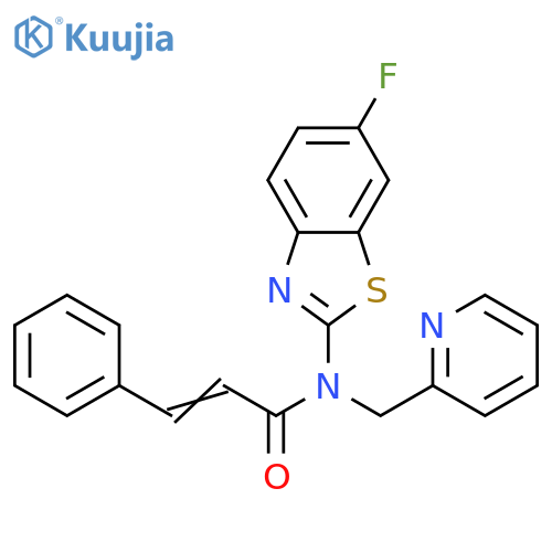 (2E)-N-(6-fluoro-1,3-benzothiazol-2-yl)-3-phenyl-N-(pyridin-2-yl)methylprop-2-enamide structure