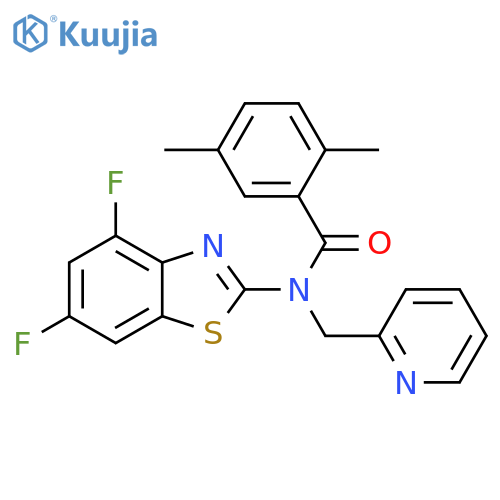 N-(4,6-difluoro-1,3-benzothiazol-2-yl)-2,5-dimethyl-N-(pyridin-2-yl)methylbenzamide structure