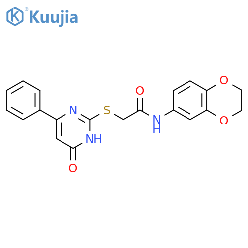 N-(2,3-dihydro-1,4-benzodioxin-6-yl)-2-(6-oxo-4-phenyl-1,6-dihydropyrimidin-2-yl)sulfanylacetamide structure