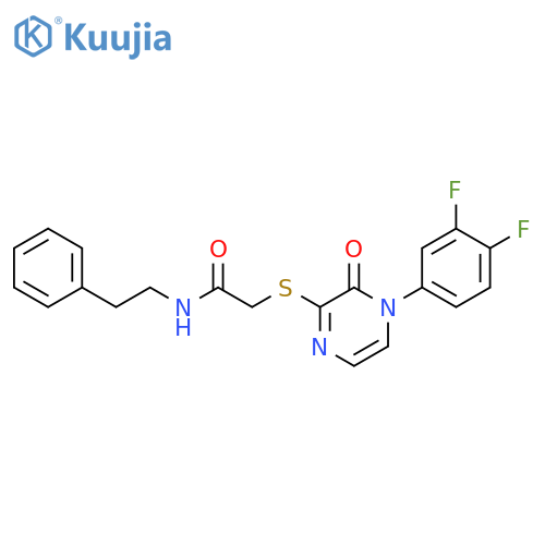 2-{4-(3,4-difluorophenyl)-3-oxo-3,4-dihydropyrazin-2-ylsulfanyl}-N-(2-phenylethyl)acetamide structure