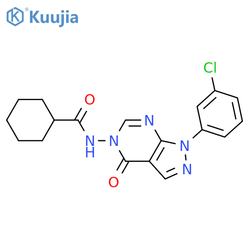 N-1-(3-chlorophenyl)-4-oxo-1H,4H,5H-pyrazolo3,4-dpyrimidin-5-ylcyclohexanecarboxamide structure