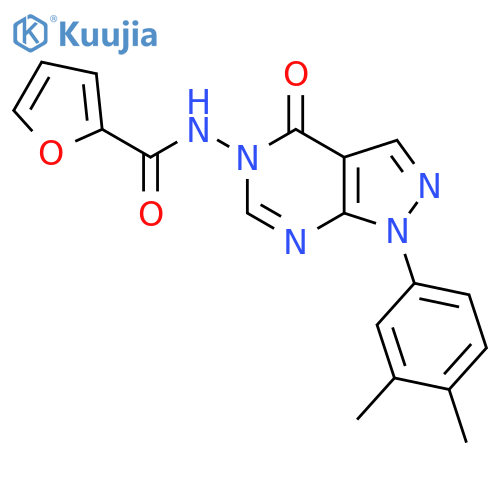 N-1-(3,4-dimethylphenyl)-4-oxo-1H,4H,5H-pyrazolo3,4-dpyrimidin-5-ylfuran-2-carboxamide structure