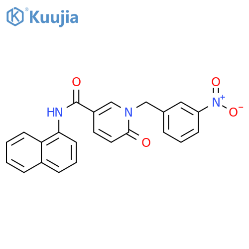N-(naphthalen-1-yl)-1-(3-nitrophenyl)methyl-6-oxo-1,6-dihydropyridine-3-carboxamide structure