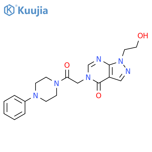 1-(2-hydroxyethyl)-5-2-oxo-2-(4-phenylpiperazin-1-yl)ethyl-1H,4H,5H-pyrazolo3,4-dpyrimidin-4-one structure