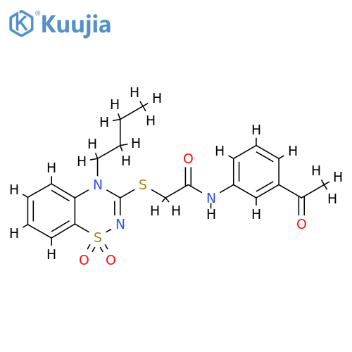N-(3-acetylphenyl)-2-(4-butyl-1,1-dioxo-4H-1lambda6,2,4-benzothiadiazin-3-yl)sulfanylacetamide structure