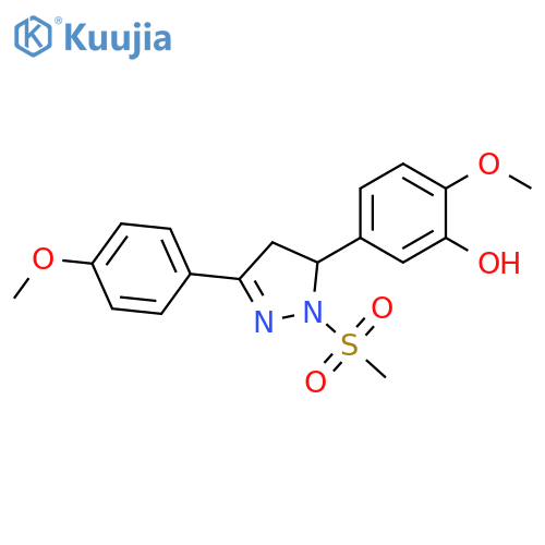 5-1-methanesulfonyl-3-(4-methoxyphenyl)-4,5-dihydro-1H-pyrazol-5-yl-2-methoxyphenol structure