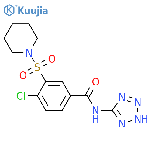 4-chloro-3-(piperidine-1-sulfonyl)-N-(1H-1,2,3,4-tetrazol-5-yl)benzamide structure