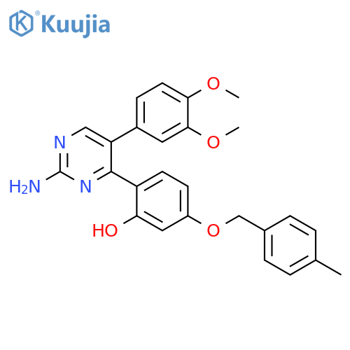 2-2-amino-5-(3,4-dimethoxyphenyl)pyrimidin-4-yl-5-(4-methylphenyl)methoxyphenol structure
