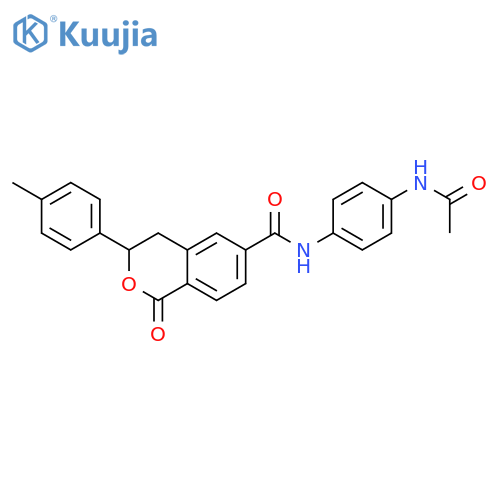 N-(4-acetamidophenyl)-3-(4-methylphenyl)-1-oxo-3,4-dihydro-1H-2-benzopyran-6-carboxamide structure