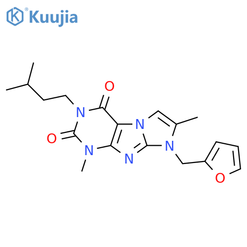 8-(furan-2-yl)methyl-1,7-dimethyl-3-(3-methylbutyl)-1H,2H,3H,4H,8H-imidazo1,2-gpurine-2,4-dione structure