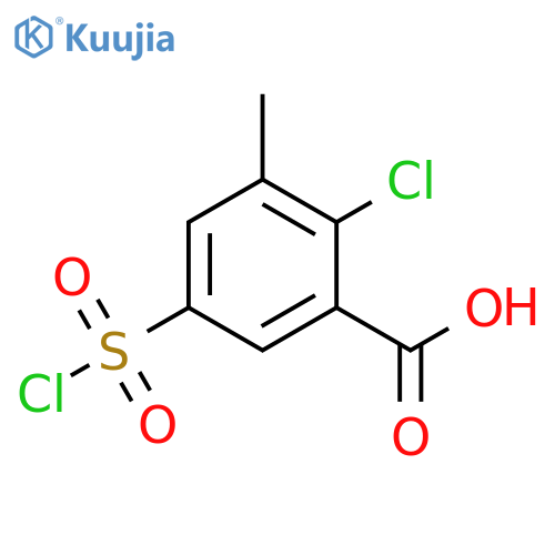 2-chloro-5-(chlorosulfonyl)-3-methylbenzoic acid structure