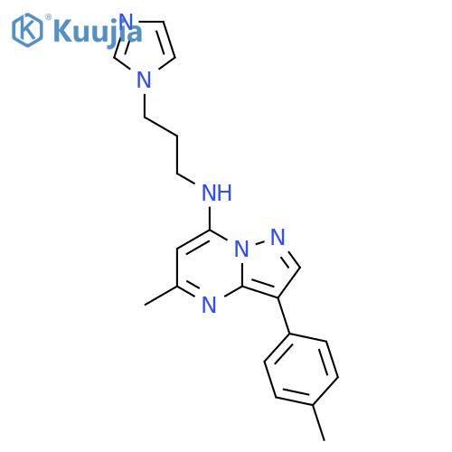 N-(3-imidazol-1-ylpropyl)-5-methyl-3-(4-methylphenyl)pyrazolo[1,5-a]pyrimidin-7-amine structure