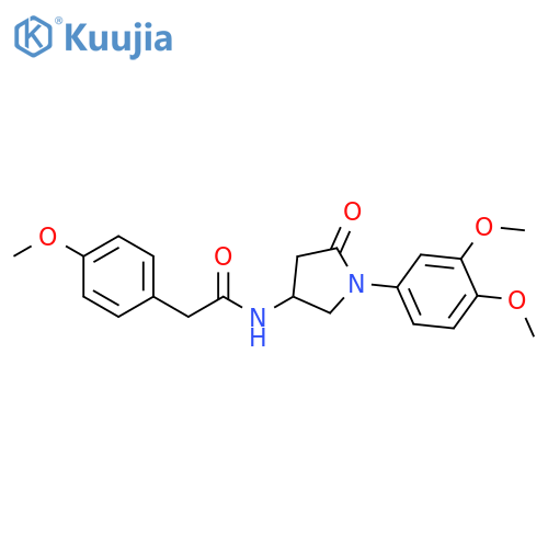 N-1-(3,4-dimethoxyphenyl)-5-oxopyrrolidin-3-yl-2-(4-methoxyphenyl)acetamide structure
