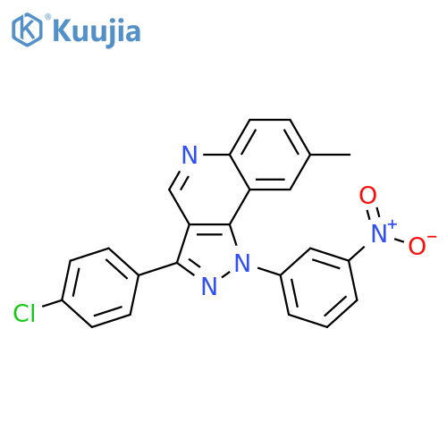3-(4-chlorophenyl)-8-methyl-1-(3-nitrophenyl)-1H-pyrazolo4,3-cquinoline structure