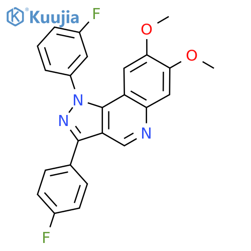 1-(3-fluorophenyl)-3-(4-fluorophenyl)-7,8-dimethoxy-1H-pyrazolo4,3-cquinoline structure
