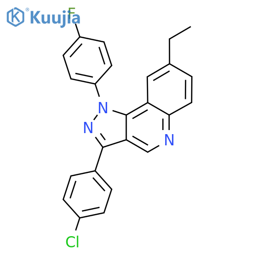 3-(4-chlorophenyl)-8-ethyl-1-(4-fluorophenyl)-1H-pyrazolo4,3-cquinoline structure