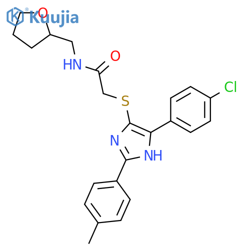 2-{5-(4-chlorophenyl)-2-(4-methylphenyl)-1H-imidazol-4-ylsulfanyl}-N-(oxolan-2-yl)methylacetamide structure
