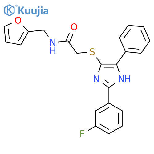 2-{2-(3-fluorophenyl)-5-phenyl-1H-imidazol-4-ylsulfanyl}-N-(furan-2-yl)methylacetamide structure