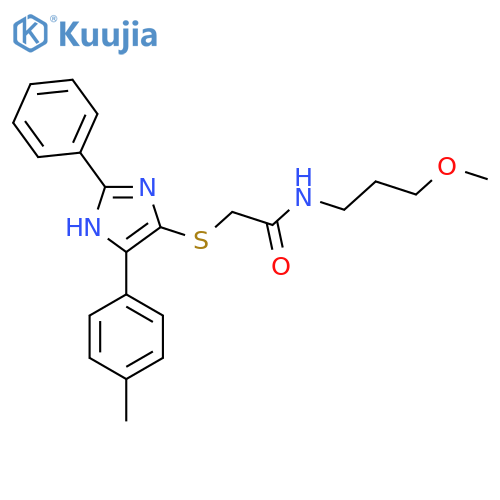 N-(3-methoxypropyl)-2-{5-(4-methylphenyl)-2-phenyl-1H-imidazol-4-ylsulfanyl}acetamide structure