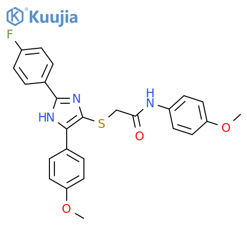 2-{2-(4-fluorophenyl)-5-(4-methoxyphenyl)-1H-imidazol-4-ylsulfanyl}-N-(4-methoxyphenyl)acetamide structure