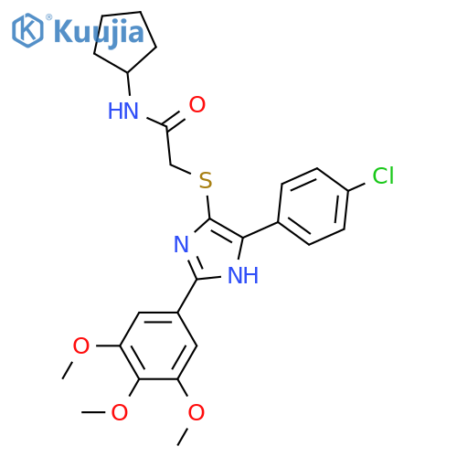 2-{5-(4-chlorophenyl)-2-(3,4,5-trimethoxyphenyl)-1H-imidazol-4-ylsulfanyl}-N-cyclopentylacetamide structure