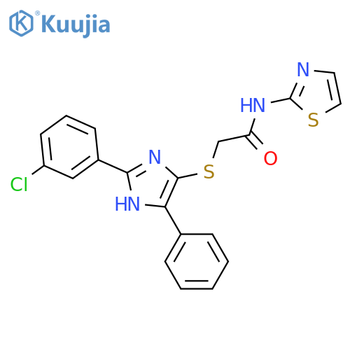 2-{2-(3-chlorophenyl)-5-phenyl-1H-imidazol-4-ylsulfanyl}-N-(1,3-thiazol-2-yl)acetamide structure