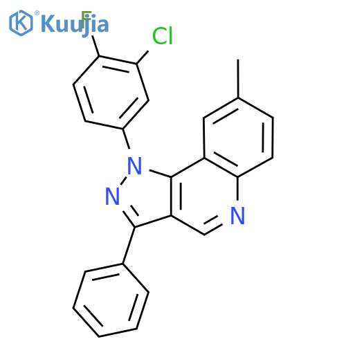 1-(3-chloro-4-fluorophenyl)-8-methyl-3-phenyl-1H-pyrazolo4,3-cquinoline structure