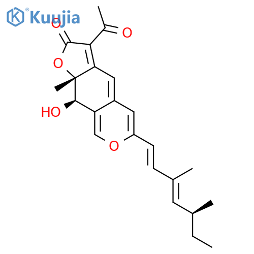 6-acetyl-3-(3,5-dimethyl-1E,3E-heptadienyl)-9R-hydroxy-8a(R)-methyl-7H-furo[2,3-g]-2-benzopyran-7-one structure
