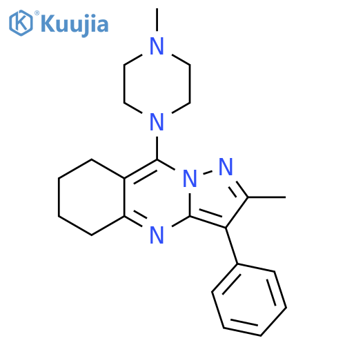 1-methyl-4-{2-methyl-3-phenyl-5H,6H,7H,8H-pyrazolo3,2-bquinazolin-9-yl}piperazine structure