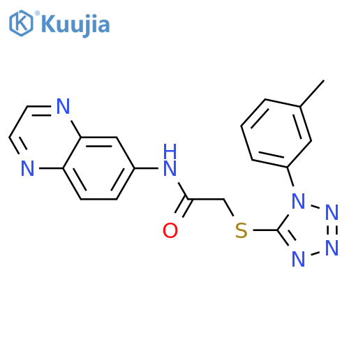 2-{1-(3-methylphenyl)-1H-1,2,3,4-tetrazol-5-ylsulfanyl}-N-(quinoxalin-6-yl)acetamide structure