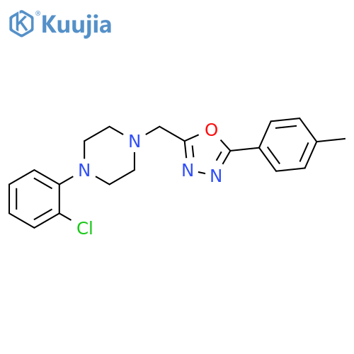 1-(2-chlorophenyl)-4-{5-(4-methylphenyl)-1,3,4-oxadiazol-2-ylmethyl}piperazine structure