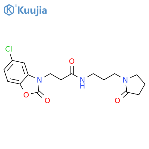 3-(5-chloro-2-oxo-2,3-dihydro-1,3-benzoxazol-3-yl)-N-3-(2-oxopyrrolidin-1-yl)propylpropanamide structure