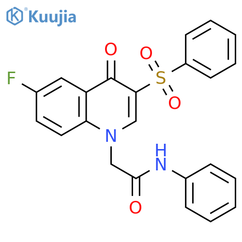 2-3-(benzenesulfonyl)-6-fluoro-4-oxo-1,4-dihydroquinolin-1-yl-N-phenylacetamide structure
