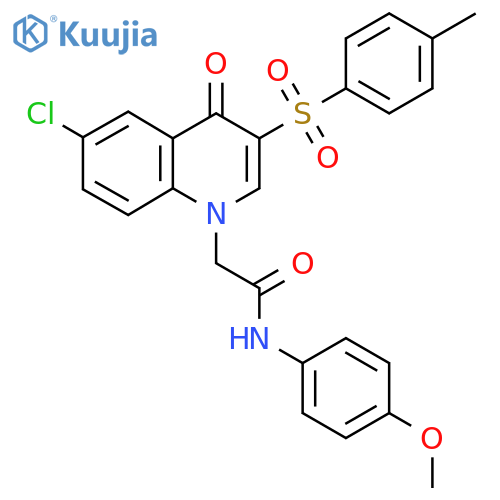 2-6-chloro-3-(4-methylbenzenesulfonyl)-4-oxo-1,4-dihydroquinolin-1-yl-N-(4-methoxyphenyl)acetamide structure