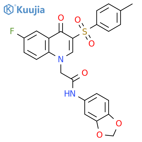 N-(2H-1,3-benzodioxol-5-yl)-2-6-fluoro-3-(4-methylbenzenesulfonyl)-4-oxo-1,4-dihydroquinolin-1-ylacetamide structure