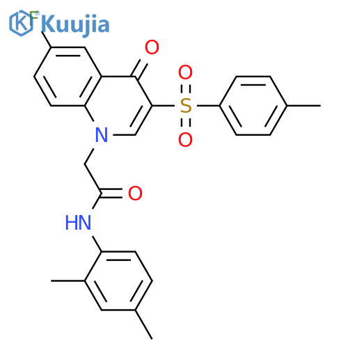 N-(2,4-dimethylphenyl)-2-6-fluoro-3-(4-methylbenzenesulfonyl)-4-oxo-1,4-dihydroquinolin-1-ylacetamide structure