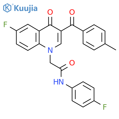2-6-fluoro-3-(4-methylbenzoyl)-4-oxo-1,4-dihydroquinolin-1-yl-N-(4-fluorophenyl)acetamide structure