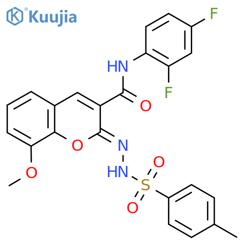 (2Z)-N-(2,4-difluorophenyl)-8-methoxy-2-(4-methylbenzenesulfonamido)imino-2H-chromene-3-carboxamide structure