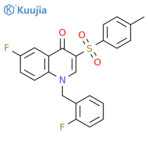 6-fluoro-1-(2-fluorophenyl)methyl-3-(4-methylbenzenesulfonyl)-1,4-dihydroquinolin-4-one structure